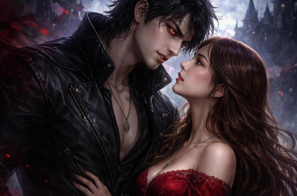 Vamp Love Korean fantasy romance novel cover featuring a vampire hero and a female lead in a dark romantic setting